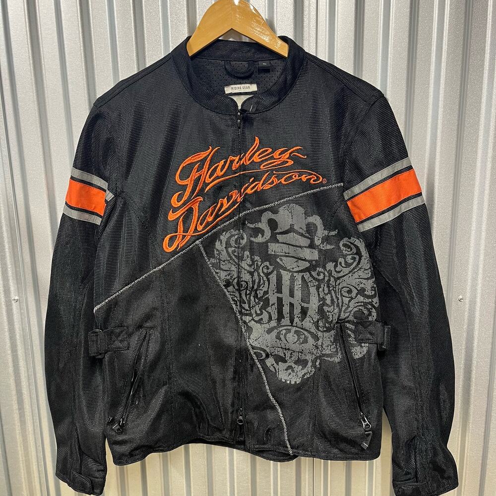 Harley Davidson Motorcycle Riding Gear SZ L Black and Orange